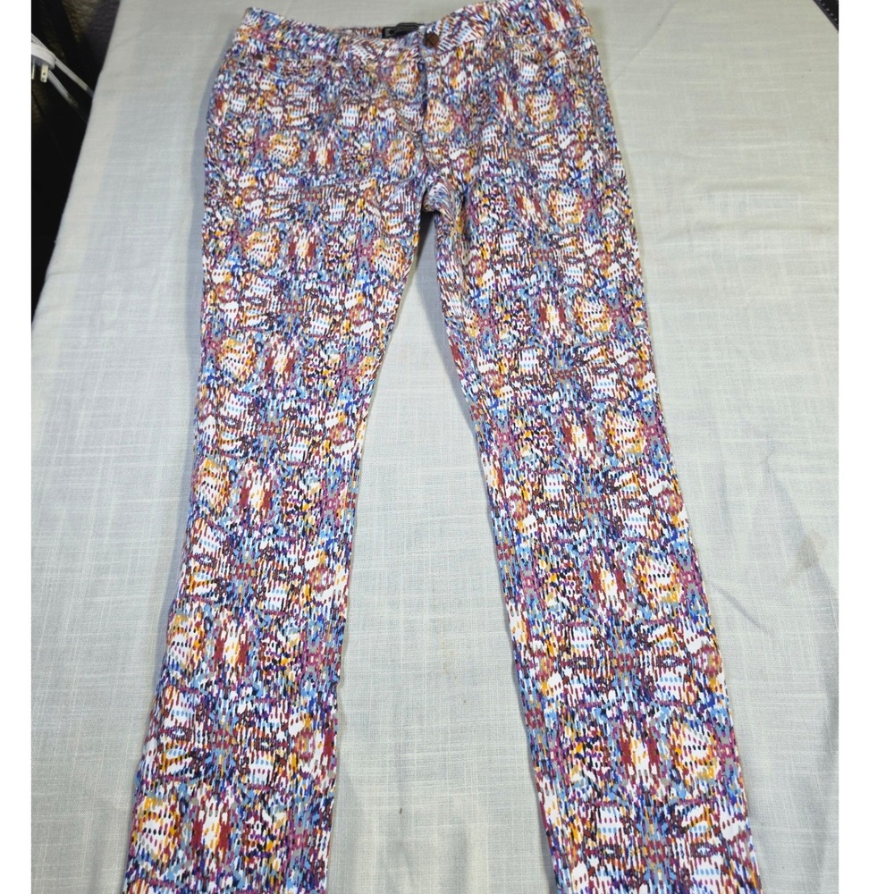 Kardashian Kollection Women Multi Color Abstract Print Slim Pants Size 16 0641